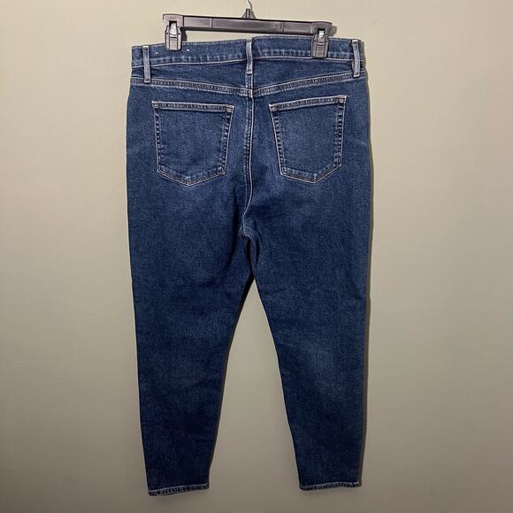 LOFT Modern Denim High Waist Skinny Ankle Jeans, Vintage Dark Wash, Size 32 / 14 - Picture 5 of 12